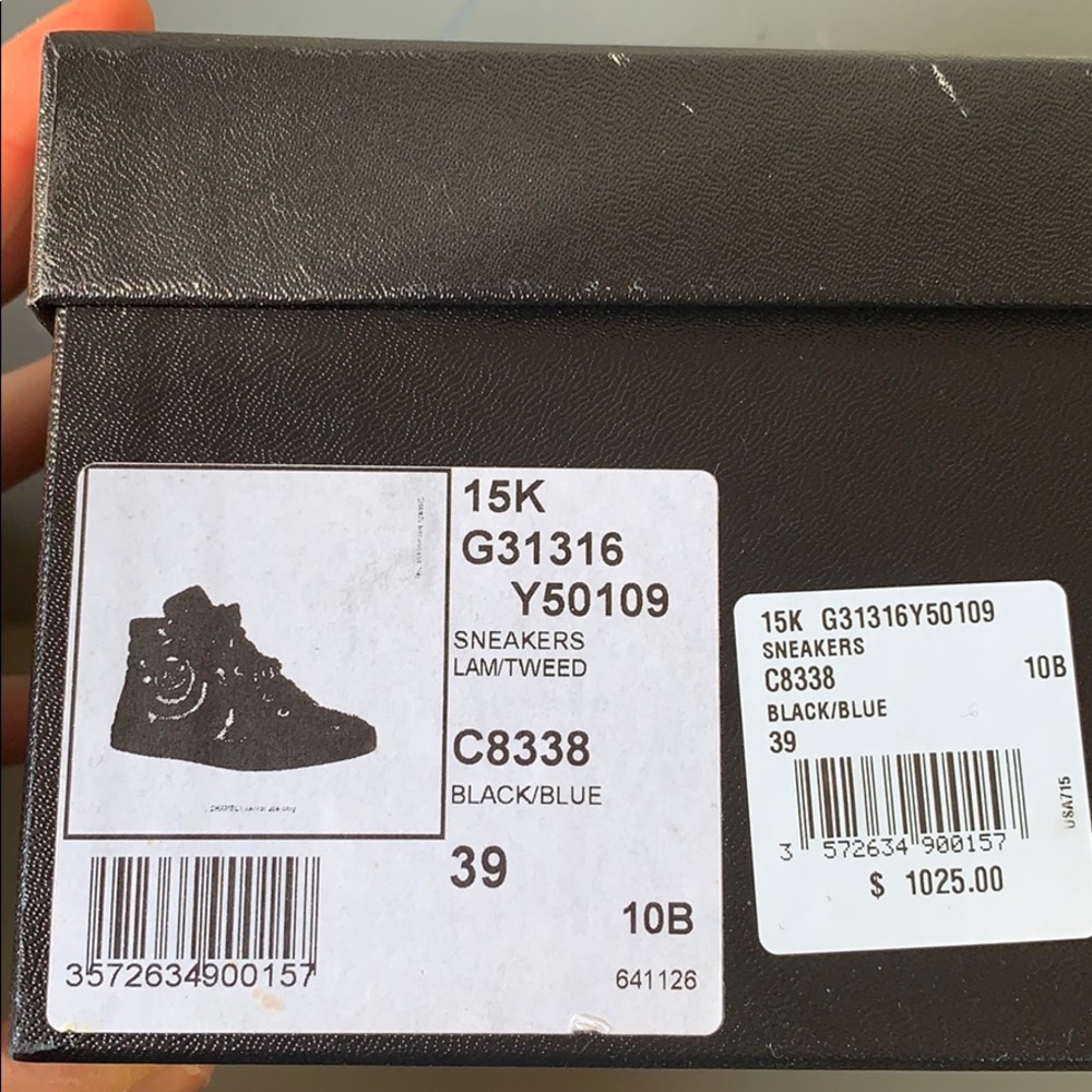 🎉HP🎉Chanel Lambskin Black Hightop Chain Sneakers - Picture 8 of 8